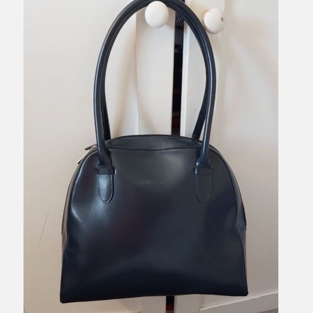 Blue Shoulder Bag with Leather Material and Structured Design Ravello